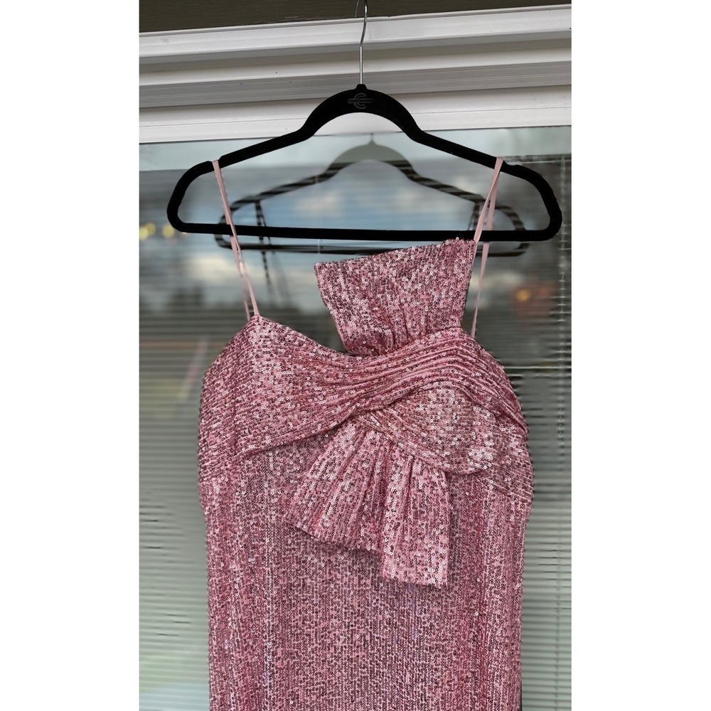 Mac Duggal x Ieena Rose Pink Sequined Faux Bow Column Gown NWT 14 - Picture 6 of 11